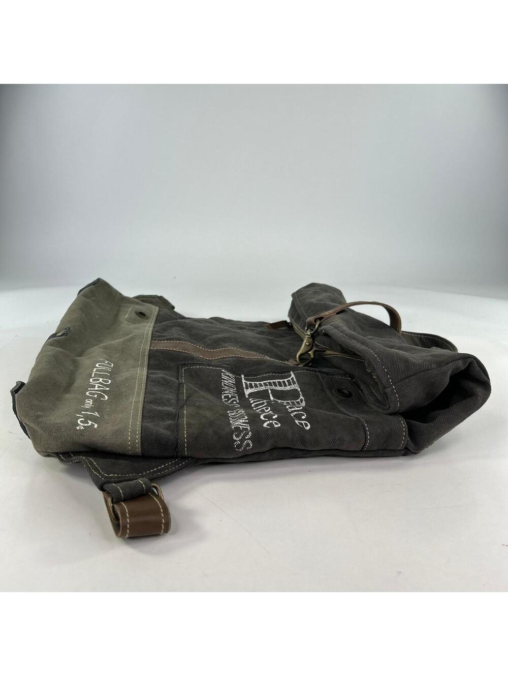 Peace & Patience Canvas Purse Large Backpack Black Foldover Bags - Picture 12 of 13
